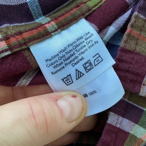 Eddie Bauer Cotton Burgundy Plaid Long Sleeves Shirt Button Down Collar XL - Picture 13 of 14